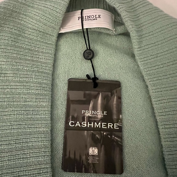 Women's Lightweight Cashmere Open Cardigan With Tie In Aniseed Green - Picture 5 of 5